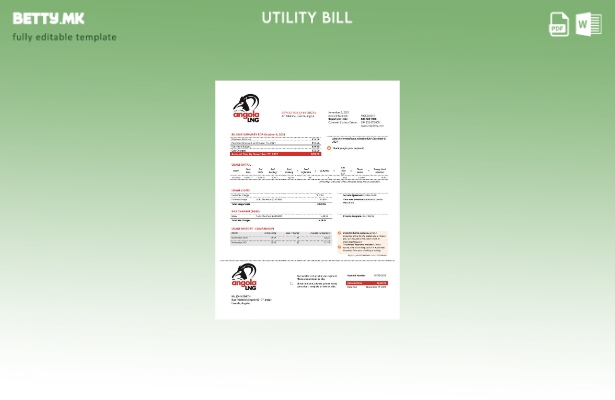 модерен стил Ангола ЛНГ доказ за адресата на шаблон за комунални сметки